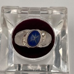 Vtg 18K HGE Faux Star Sapphire Ring, Mens Mans 11.75, Heavy Gold Electroplate