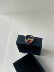 Vintage Red Cubic Zirconia Ring Gold Plated Womens Size 7.5