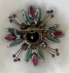Vintage Maltese Cross Multicolor Round and Marquise Cut Rhinestones
