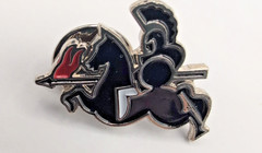 Black Knight on Horseback Red Flag Battle Vintage Tack Pin