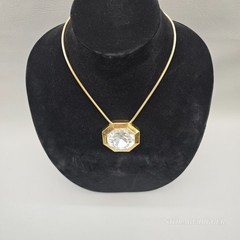 VTG Lanvin Paris Swarovski Crystal Pendant Necklace Gold-Tone Snake Chain 18″