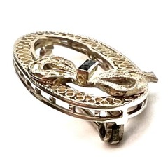Vintage 14K Solid White Gold Sapphire Bow Filigree Pin Brooch 1” 2.03 Grams