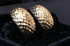 14K TEXTURED GOLD Omega Back Earrings | 9 grams