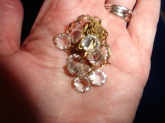 Vintage Unbranded Clear Beads Clusters Dangle Clip on Earrings
