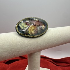 Set of Two Vintage Handpainted Russian Brooches. Signed. See pics.
