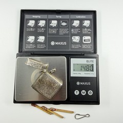 925 Sterling Silver Vintage Match Safe Antique Etched Scroll Vesta Case 14.8g