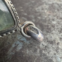 Vtg Prehnite Sterling Silver Pendant – 15.09 Grams