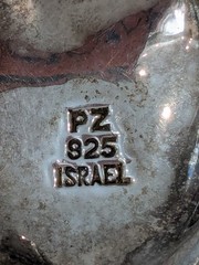 PZ Israel 925 Sterling Silver Ribbed Teardrop Pendant, Vintage Estate Piece
