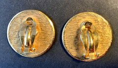 VTG 80s Statement Carol Lee Romanesque Coin clip on earrings Brushed Gold
