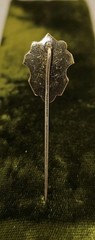 Antique Victorian Gold Plated Brass Stylized Shield Tie Stickpin