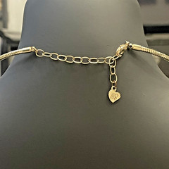Vintage Flares Jewelry Gold Toned Snake Choker w/Light Blue Dome Crystal Pendant