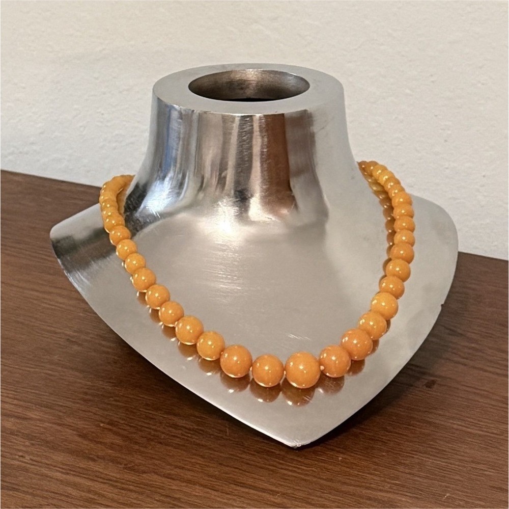 Vintage Butterscotch Bakelite Graduated Bead Necklace Simichrome Tested 19”