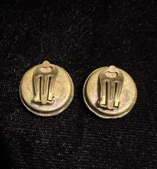 Vintage Italian Micro Mosiac Button Style Clip On Earrings