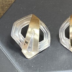 VINTAGE DeMARCAY STERLING SILVER 14K gold PIERCED POST MODERNIST EARRINGS