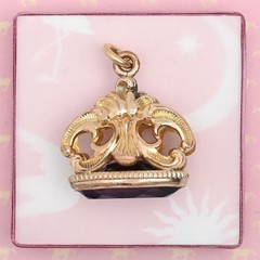 Antique Victorian Yellow Gold Filled Amethyst Paste Watch Fob Charm Pendant