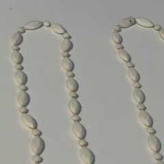 Vintage Marquis and Flower Shaped Pieces Cream Color Plastic Necklace Hangs 17″