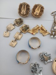 Vintage LOT of 13 assorted styles and materials clip-on earring pairs