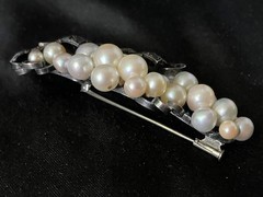 Vintage Sterling Silver Pearl Brooch 27 Multicolor Grape Vine Cluster 20g Tested