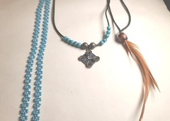 Vintage Lot of 3 Boho Bohemian Elegant Dainty Hippie Necklaces Bulk Turquoise
