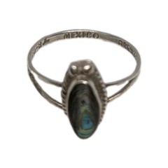 Vintage Alpaca Mexico Abalone Ring Size 6 Sterling Silver