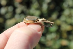 Antique 14k Yellow Gold Victorian Mourning Brooch, 3.17g (1.25″)