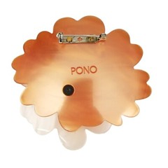 Pono Italian Acetate, Plastic Statement White, Peach Flower Brooch, Signed