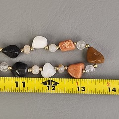 Vintage Beggars Beads Stone Necklace Nuggets Multicolor Agate Quartz 28″
