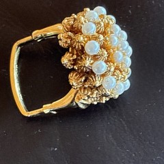 Vendome White Pearl Adjustable Mid Century Brutalist Cocktail Ring