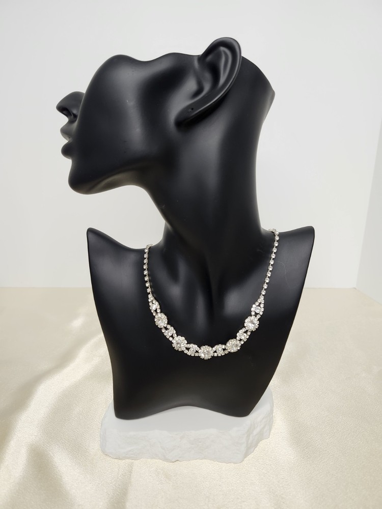 Vintage Signed ICING Silver Tone Rhinestone Necklace – 15″