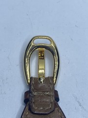 Gucci Vintage Interlocking G Gold Tone Brown Leather Bracelet 8.125″ COA