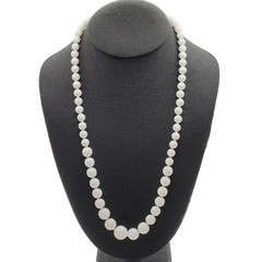 Marvella Classic White Graduated Acrylic Bead Professional Career Necklace 24 In