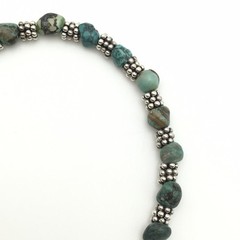 Silver Schark Handmade Sterling Silver & Turquoise Chunk Bead Bracelet 7” #25
