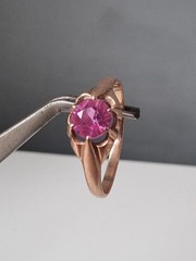 Rare Vintage Original Soviet Russian Solid Rose Gold Sapphire Ring 583 14K USSR