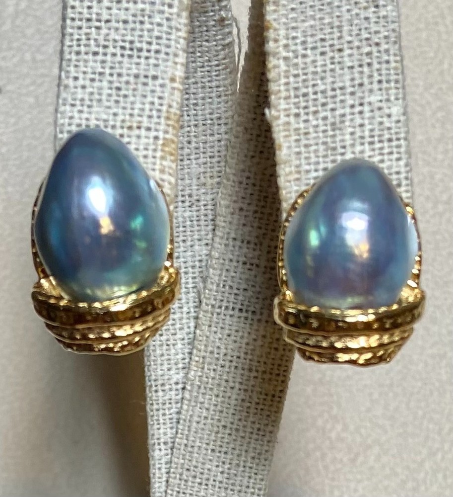 AUTHENTIC SWOBODA EARRINGS ~ OSMENA PEARL ~ CLIP ON ~ STUNNING!