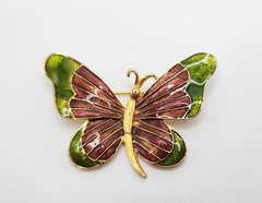 Vintage Gold tone Brooch Lot 4 pieces Crown Trifari MFA Butterfly Leaf Star