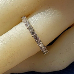 EARTH MINED DIAMOND Deco Style Wedding BAND 14K GOLD Stacking Anniversary RING