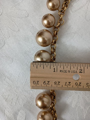 Vintage Monet Graduated Gold Tone Glass Ball Bead Dangle Chain Collar Necklace