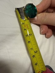 Vintage Huge Emerald Green Faceted Glass Cocktail Statement Ring Size 8 Unmarked