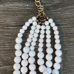 Vintage MCM White 7 Strand Chunky Statement Necklace BIB 30in Long Acrylic Beads