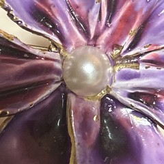 Vintage VANS AUTHENTICS Brooch Pin Pendant Purple Flower #3721 RARE