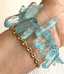 druzy quartz blue chunky bracelet 8.5 in