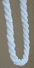 Vintage White Heishi Shell Beads Torsade Necklace 20″