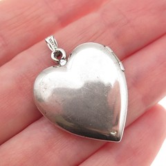 J.M. Fisher 925 Sterling Silver Vintage I Love You Heart Locket Charm Pendant