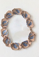 Monet All That Jazz Rose Gold Toned & Blue Necklace Choker Book Piece **READ**