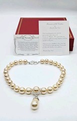 KJL Treasures of the Duchess Faux Pearl Necklace Crystal Drop Box Vintage 18 in