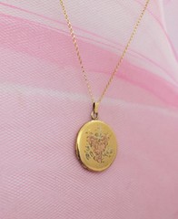 Large Vintage LOCKET Pink Rose Gold Antique Gold Filled Y GF Necklace Pendant