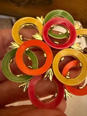 Vintage French brooch pin 1950s multicolored circles Verified