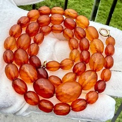 Antique Königsberg Baltic Amber Necklace, Faceted Graduated Beads, Natural Amber