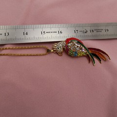 Betsey Johnson Necklace Cockatoo Parrot 3.5 in Pendant Pink Blue Crystal 136c