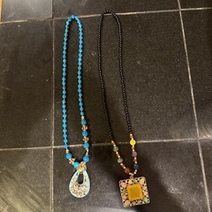 Lot Of 2 Colorful Costume Jewelry Necklaces Long
